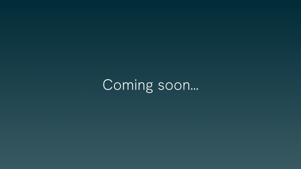Text on a blue gradient background reading "Coming soon..." indicating upcoming content or feature.